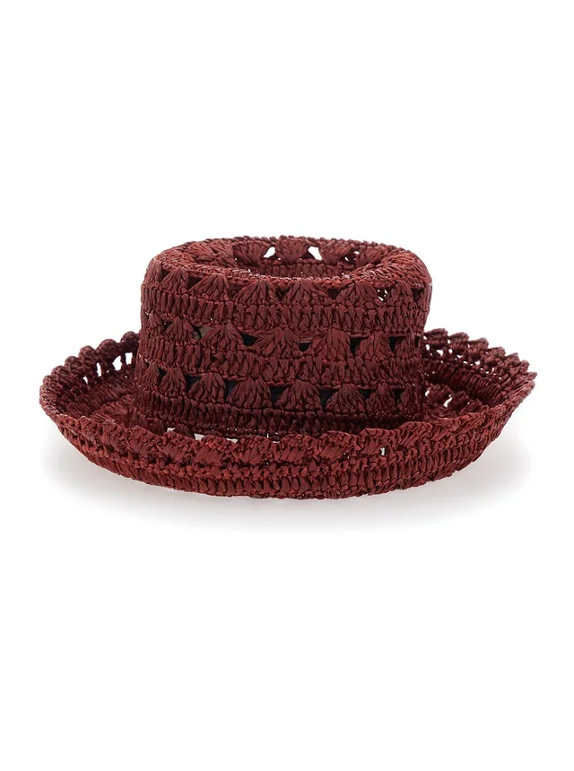 Twinset Brown Hat with Woven Design in Viscose for Women in Brown, photo 2 of 6 from Gaudenzi Boutique