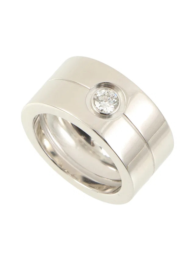 Cartier 18K Diamond High Love Ring #54 Silver in Silver from VINTAGE QOO TOKYO