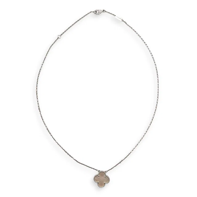 Van Cleef & Arpels Vintage Alhambra Pendant Necklace in White in White from LuxLexicon