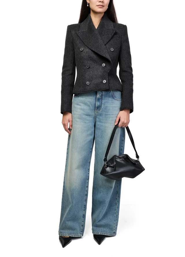 MCQUEEN Short double-breasted coat in Grey 100% wool, photo 6 of 6 from 24S (US)
