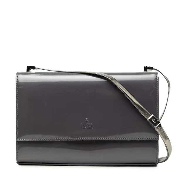 Gray Gucci Patent Shoulder Bag in Grey Patent leather from Designer Revival