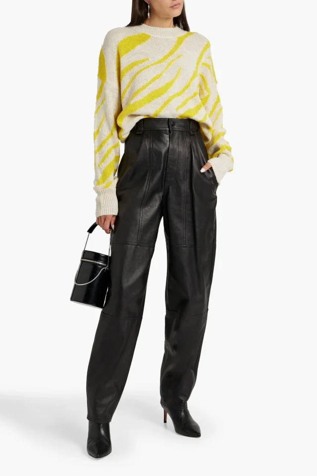 Isabel Marant Ciferim leather tapered pants in Black, photo 2 of 4 from THE OUTNET