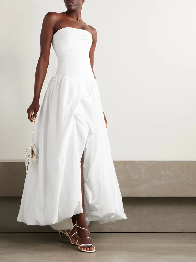 AJE. Violette strapless ruched cotton-poplin gown in White, photo 2 of 2 from NET-A-PORTER (Canada)