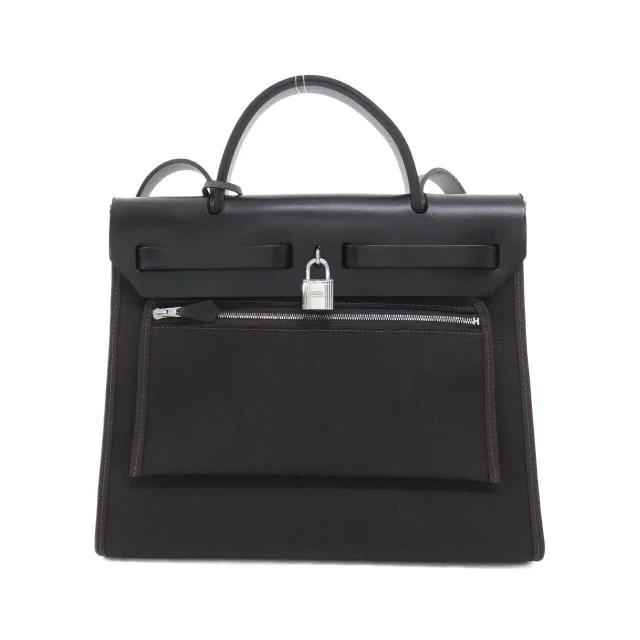 Hermès Herbag Zip PM Toile Military Vache Hunter Bag in Black Calfskin from LuxUness, photo 2 of 9
