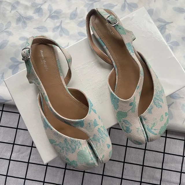 Maison Margiela Mint Floral Split-Toe Slingback Flats in green from Poshmark
