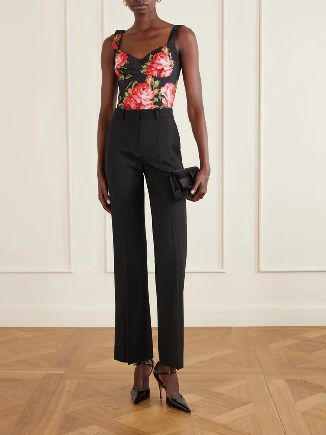 DOLCE&GABBANA Floral-print cotton-blend poplin bustier top in Black, photo 2 of 2 from NET-A-PORTER (Canada)