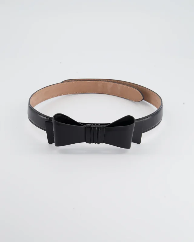 Alaïa Black Leather Belt with Bow Detail Size 70cm in Black Leather from Sellier, photo 2 of 5