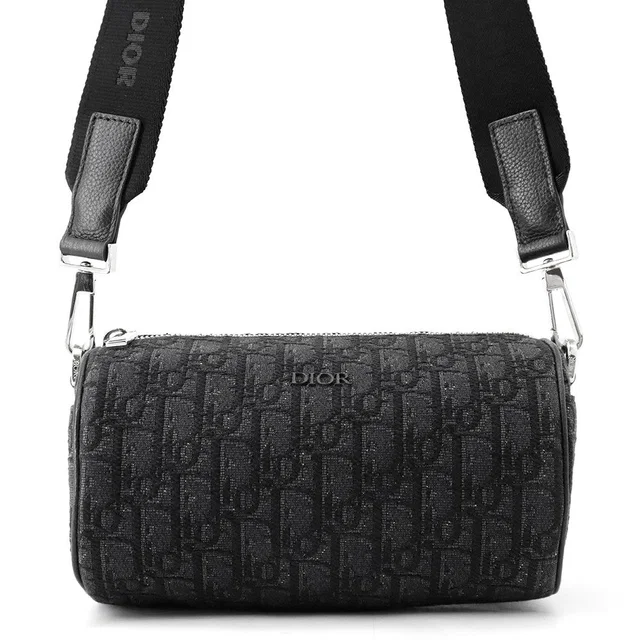 Dior Oblique Jacquard Roller Messenger Bag Black1ROPO061YKY_H00N Canvas Leather in Canvas from GALLERY RARE