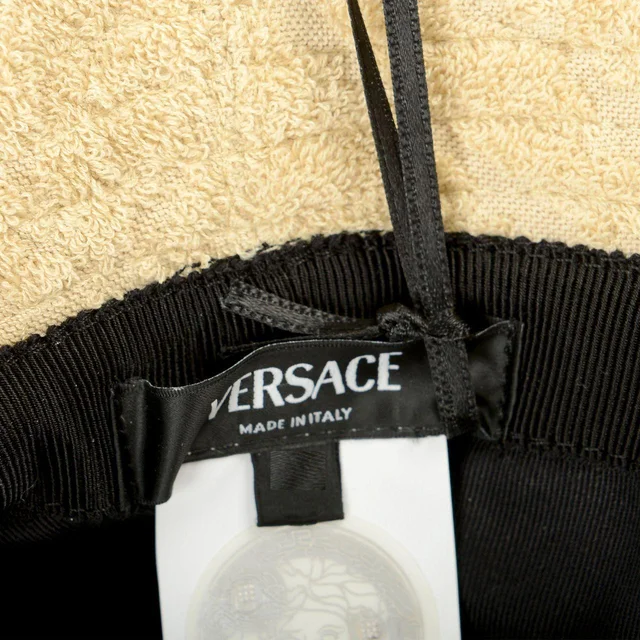Versace Men's Cotton Hat - Cream/Tan in neutral|brown from Depop, photo 8 of 9