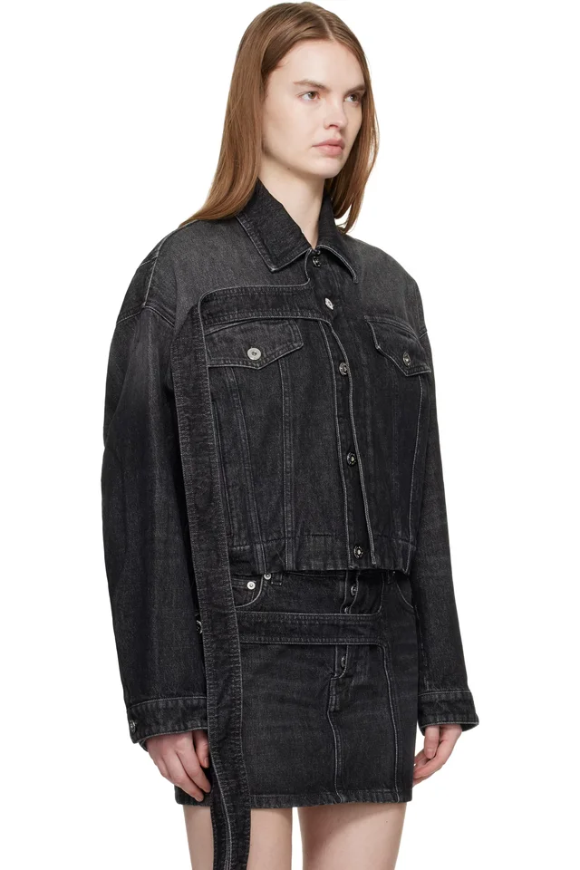 Jean Paul Gaultier Black Oversized Strap Denim Jacket, photo 2 of 4 from SSENSE