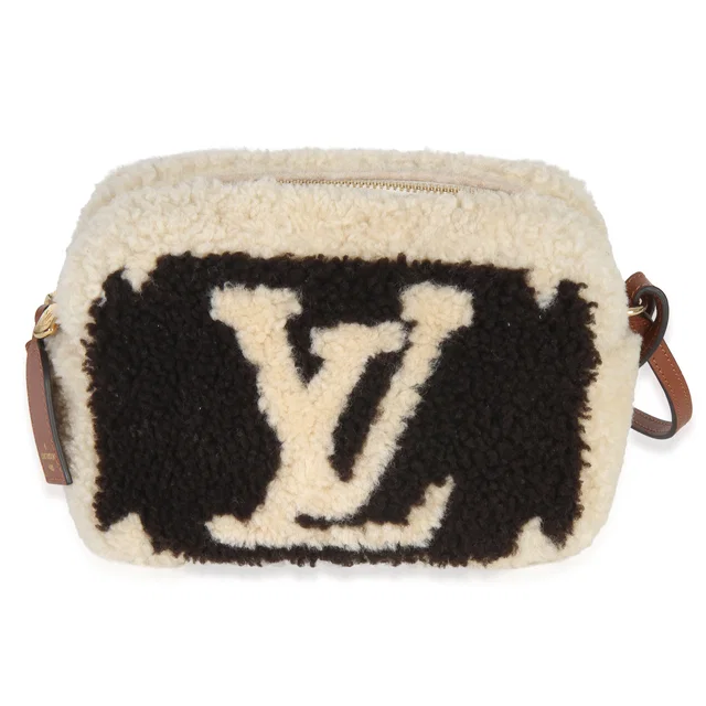 Louis Vuitton Brown Beige Monogram Teddy Fleece Beach Pouch Beige; Fabric Handbag in Brown from HEWI