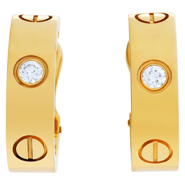 Cartier Love earrings with 2 diamonds in 18k in Yellow Gold from Gray And Sons