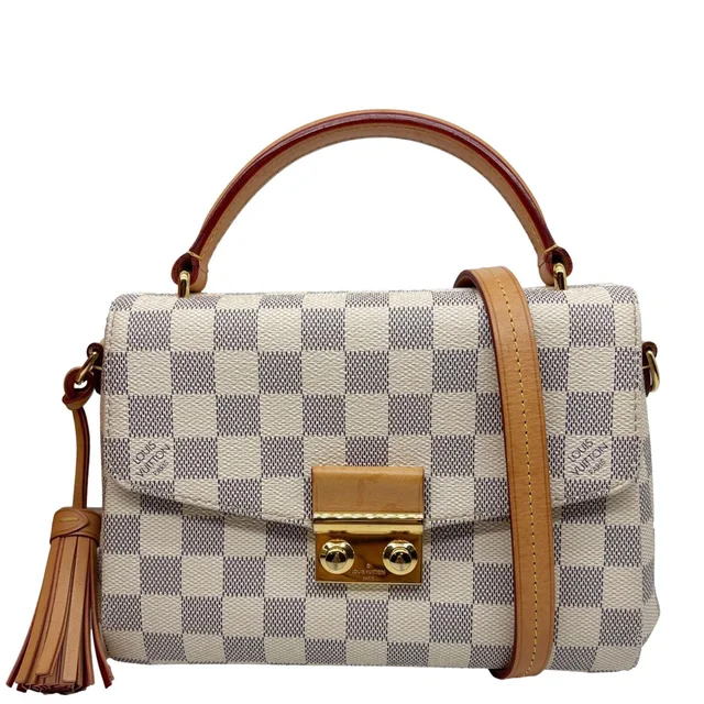 Louis Vuitton Croisette Damier Azur Satchel Crossbody Bag Rose Ballerine in Pink Canvas from Dallas Designer Handbags