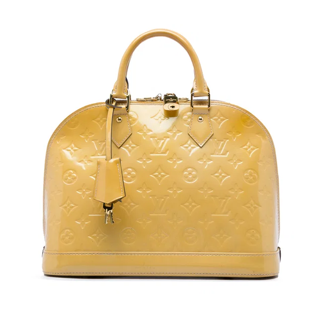 Beige Louis Vuitton Monogram Vernis Alma PM Handbag in Beige Leather from Designer Revival