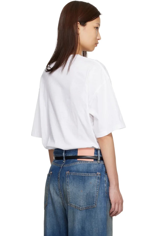 Acne Studios White Printed T-shirt, photo 3 of 5 from SSENSE
