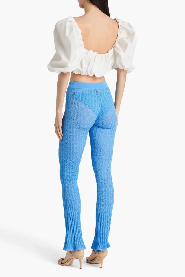 Dodo Bar Or Sophia Pointelle-Knit Flared Pants in Azure, photo 3 of 4 from THE OUTNET