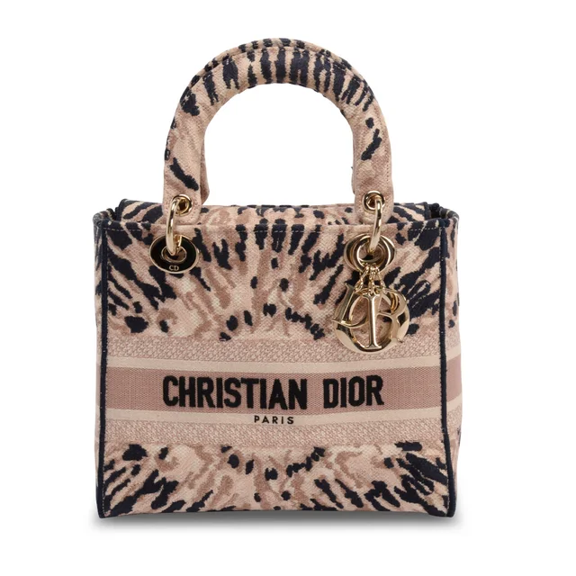 Dior Tie Dye Canvas Medium Lady D-Lite Bag in Pink Canvas from Blue Spinach