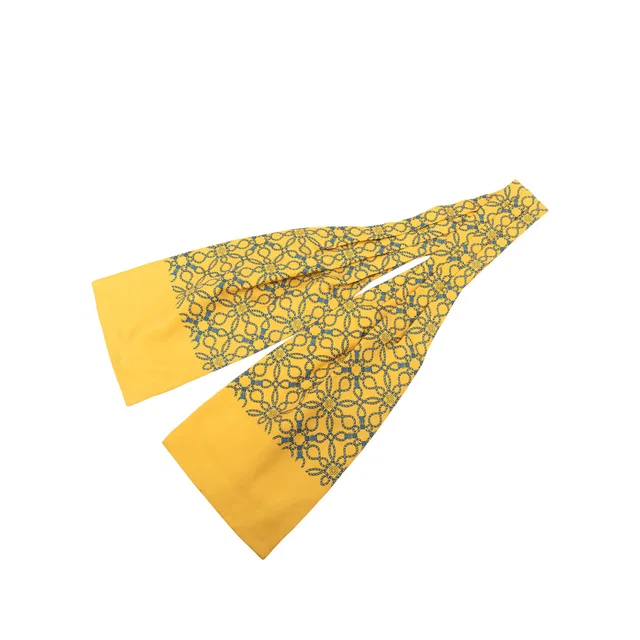 Yellow Hermès Rope Printed Silk Ascot Scarf Scarves in Yellow Silk from Designer Revival