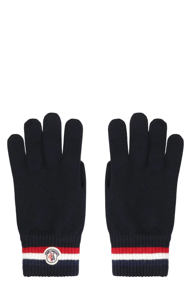 Moncler Virgin Wool Gloves — Black in Black Wool from HEWI