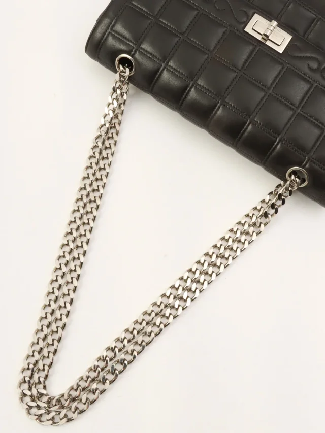Chanel Around 2000 produced Chocolate Bar 2.55 CC Mark Chain Bag Black from VINTAGE QOO TOKYO, photo 12 of 17