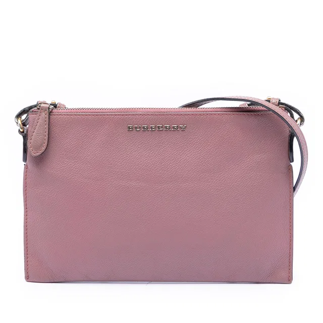 Pink Burberry Leather Peyton Crossbody in Pink Leather from Designer Revival