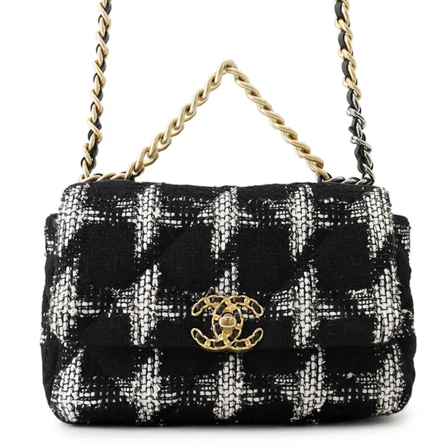 CHANEL 19 Dizneuf Chain Shoulder Bag Black/WhiteAS1160 Tweed in Black Tweed from GALLERY RARE