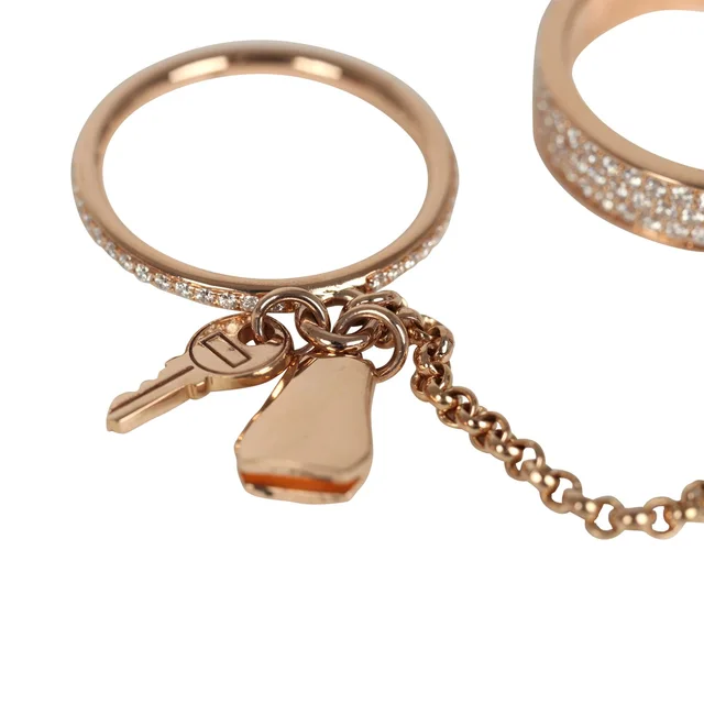 Hermès Kelly Cadenas Double Ring 18K Rose Gold & Diamonds in Pink from Madison Avenue Couture, photo 2 of 2
