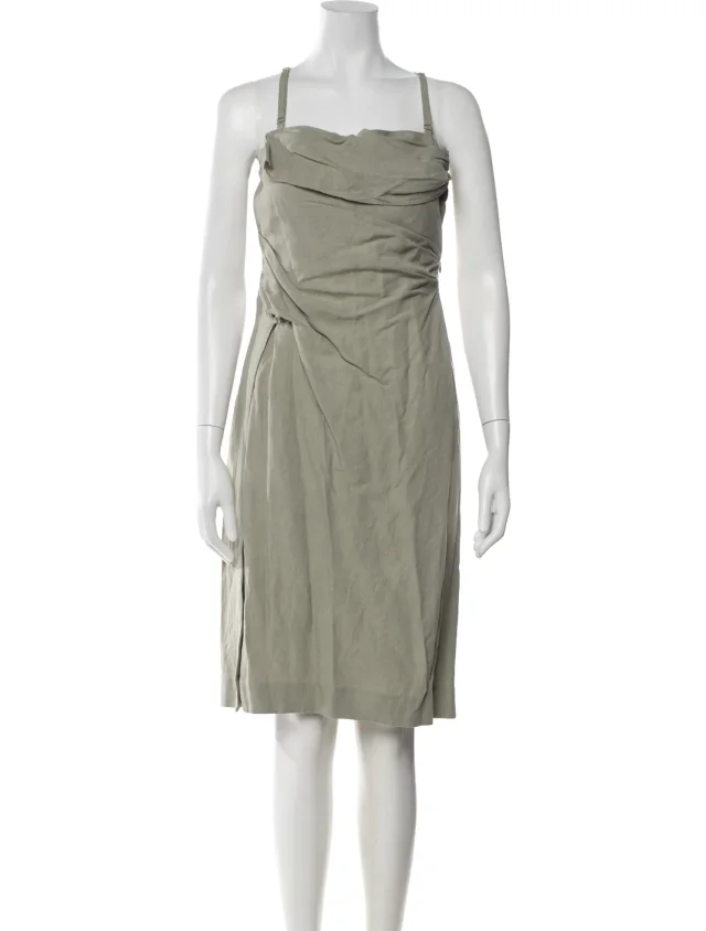 Jacquemus Square Neckline Knee-Length Dress in green from The RealReal