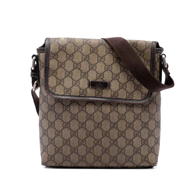Beige Gucci GG Supreme Crossbody in Beige Coated canvas from Designer Revival