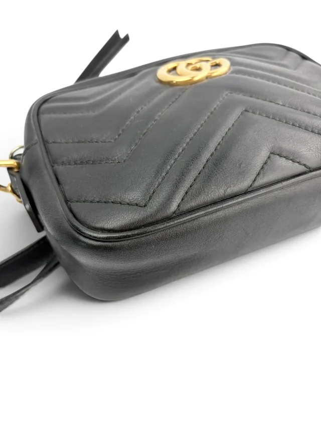 Gucci Black Leather GG Marmont Small Crossbody in Black Leather from Season 2 Consign, photo 8 of 9