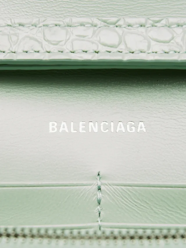 Balenciaga Light Green Croc Embossed Leather Soft Hourglass Wallet On Chain Bag in Green Crocodile from Yoogis, photo 7 of 10