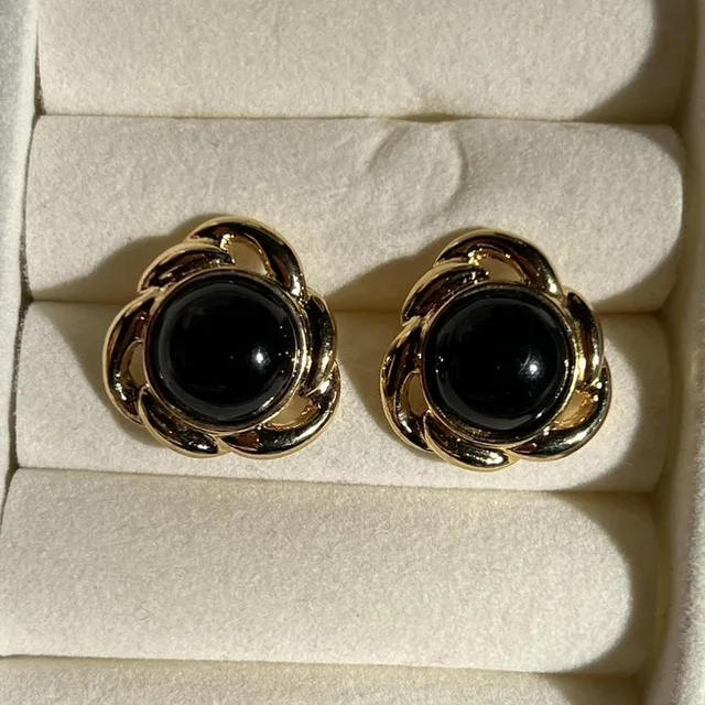 Givenchy Women's Earrings - Gold/Black in gold|black from Depop, photo 1 of 1