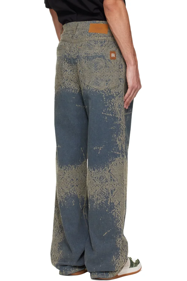 AMIRI Blue Faded Bandana Baggy Jeans, photo 3 of 4 from SSENSE