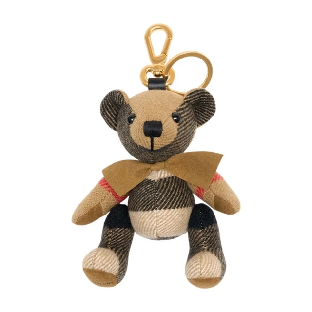 Burberry 8124868-A7026 Cashmere Check Keychain — Beige Baseball Caps in Beige Cashmere from HEWI