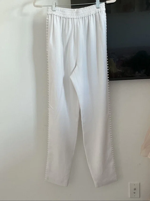 SIMKHAI Straight-Leg Elastic-Waist Pants in white from Poshmark
