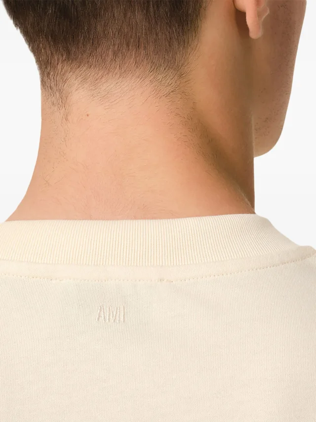AMI Paris Ami de Coeur-patch cotton T-Shirt in White, photo 6 of 6 from FARFETCH