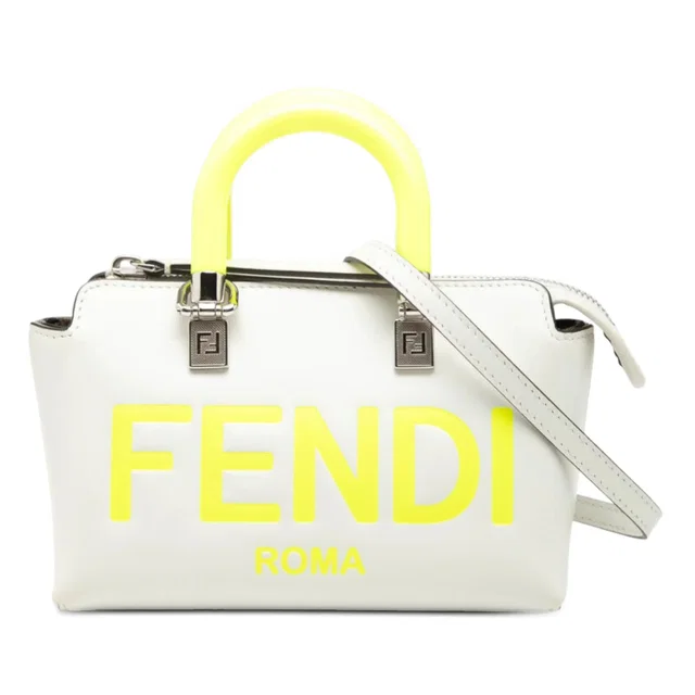 White Fendi Mini Leather By The Way Roma Satchel in White Leather from Designer Revival