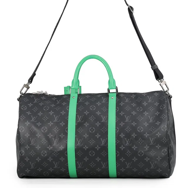 Louis Vuitton Keepall・ Bandouliere Noir/BambooGreen M26434 Monogram Eclipse Size 50 in Black from GALLERY RARE
