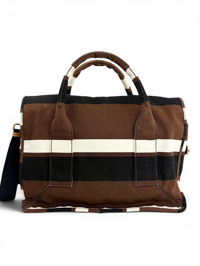 Prada Canapa Righe Top Handle Tote in Suede from Season 2 Consign, photo 3 of 4