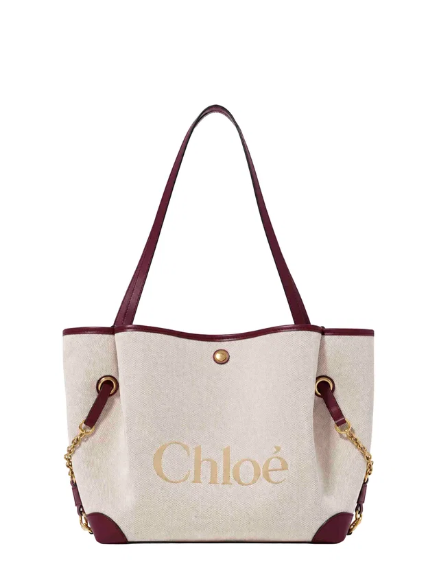 Chloé Canvas And Calfskin Leather Shoulder Bag — Brown Cotton in Brown Calfskin from HEWI