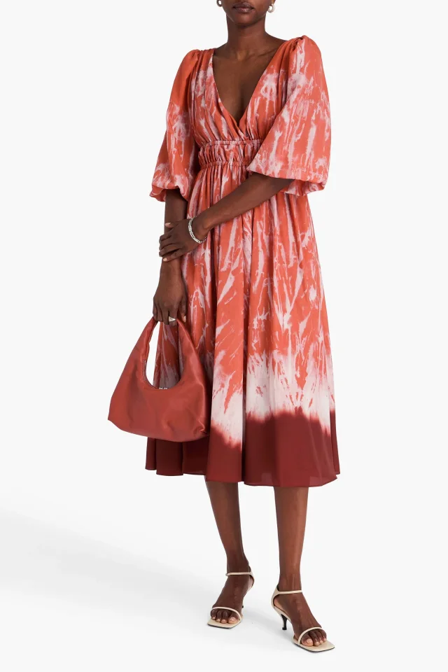 Altuzarra Kathleen Shibori-Print Crepe de Chine Maxi Dress in Antique rose, photo 2 of 4 from THE OUTNET