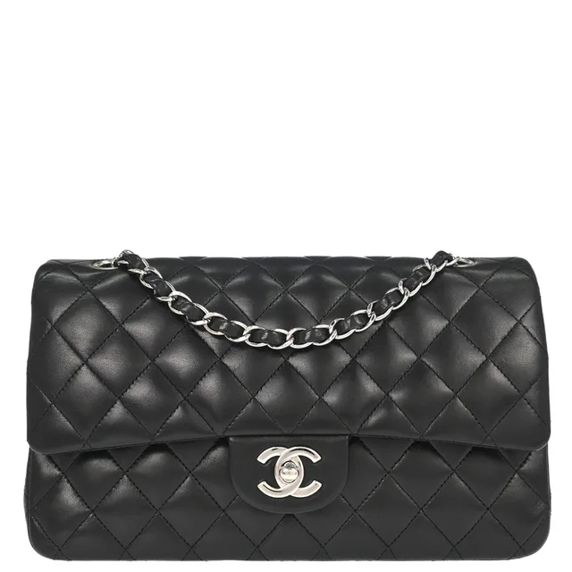 Chanel 2006-2008 Black Lambskin Medium Classic Double Flap Shoulder Bag in Black Lambskin from AMORE Vintage Tokyo
