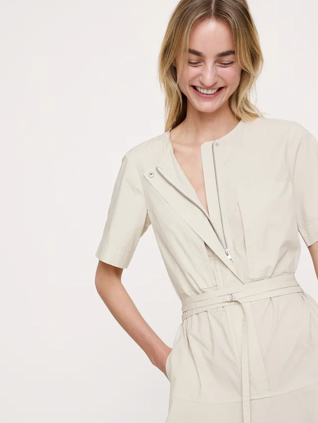Banana Republic Cotton Poplin Shirt Dress in Twine Beige, photo 3 of 3 from Banana Republic (US)