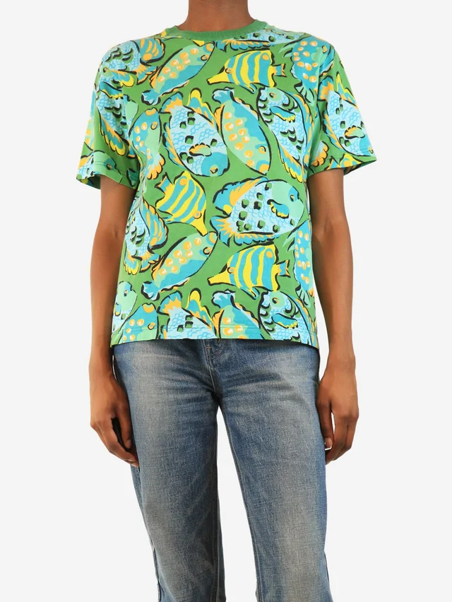 Dior Green vintage fish-print t-shirt - size S in Green from Sign of the Times
