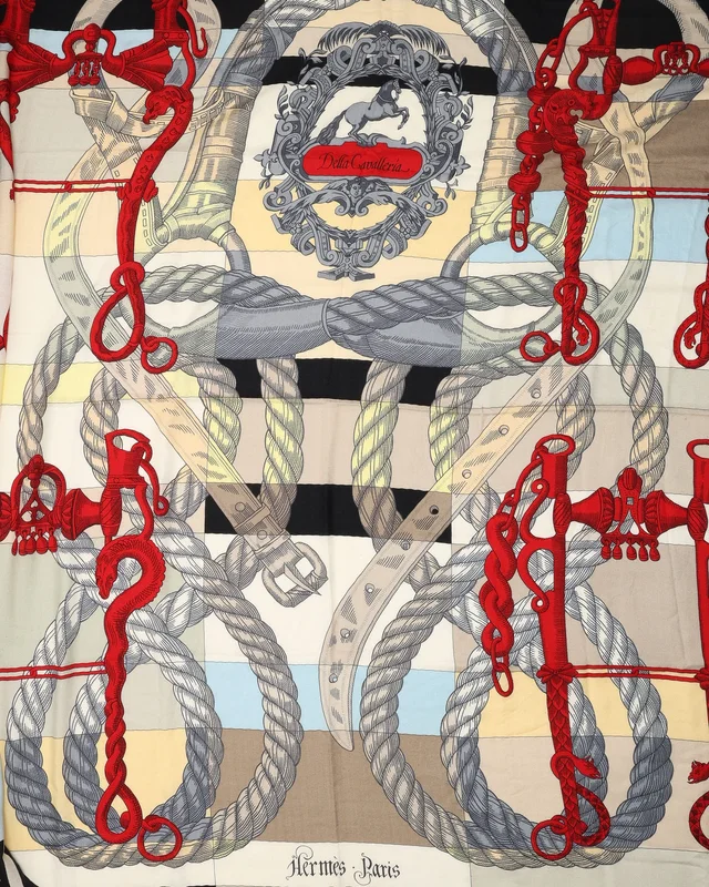 Hermès Carré 140 Della Cavalleria Cashmere Silk Scarf in Silk from A Retro Tale, photo 2 of 2