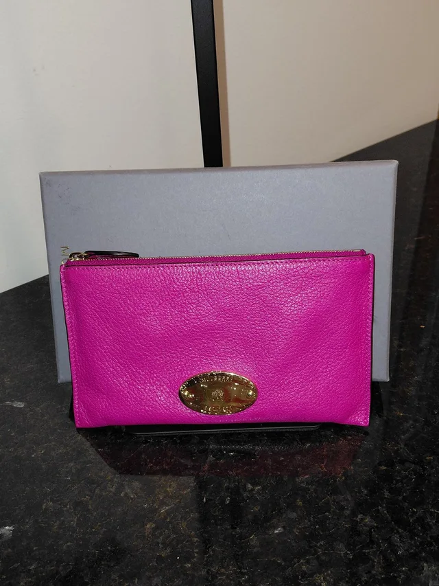 Mulberry Bayswater Fuchsia Leather Zip Pouch With Gold Hardware in pink Leather from Poshmark