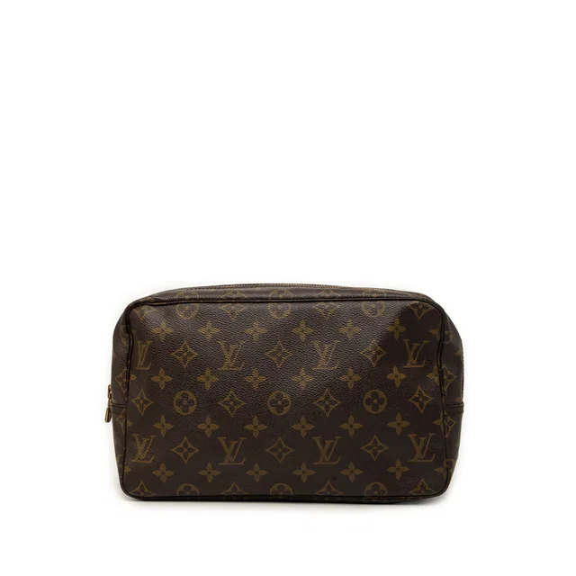 Brown Louis Vuitton Monogram Trousse Toilette 28 Clutch Bag in Brown Coated canvas from Designer Revival