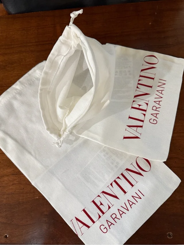 2 Valentino Garavani White Drawstring Dust Bags With Red Logo For Shoes in red|white Canvas from Poshmark