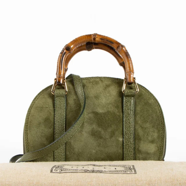 Gucci Green Suede Micro Bamboo Evening Bag in Green Suede from Labellov, photo 2 of 2