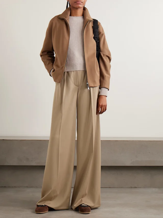 MAX MARA Quorum pleated wool-twill wide-leg pants in Brown, photo 2 of 2 from NET-A-PORTER (Canada)